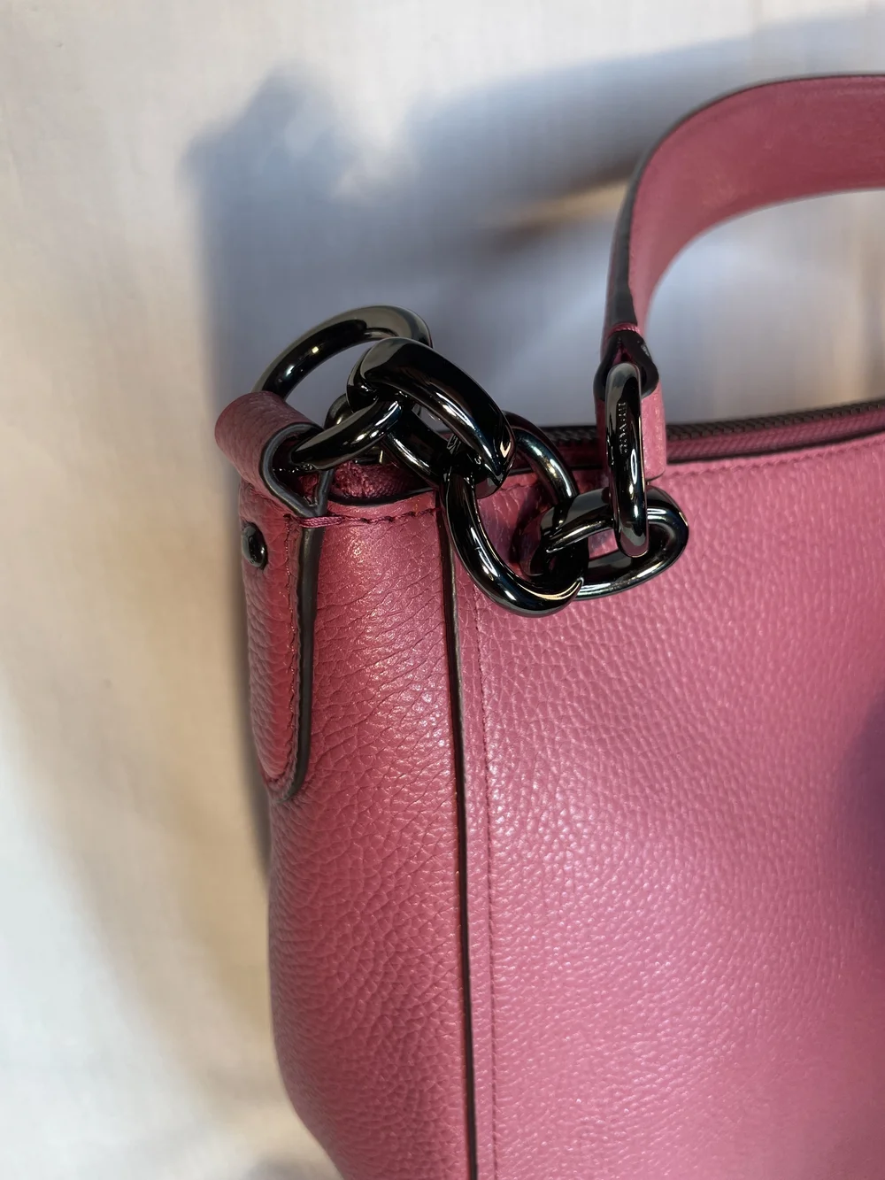 Coach Chelsea Pebbled Leather Hobo Bag in Rose Pink/Pewter F58036